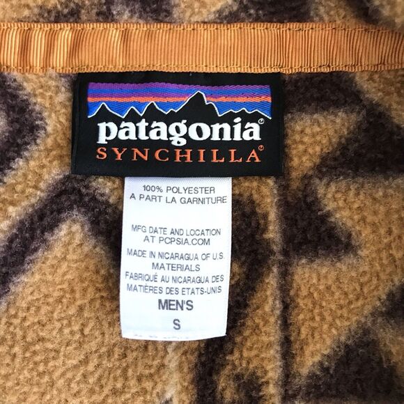 Patagonia Synchilla Montana Siete Brown Bear Snap-T Fleece Pullover Mens S Vtg - Picture 3 of 10